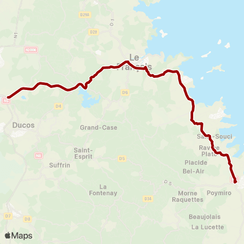 Martinique Transport - Zone Sud Exp 2 map