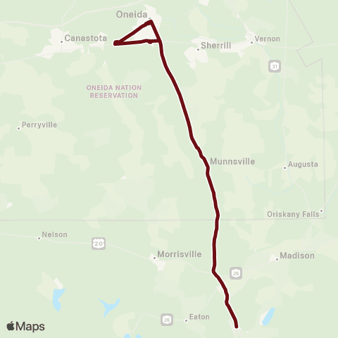 Madison Transit Services Oneida Loop map