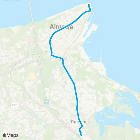 Metro Transportes do Sul Corroios - Cacilhas map