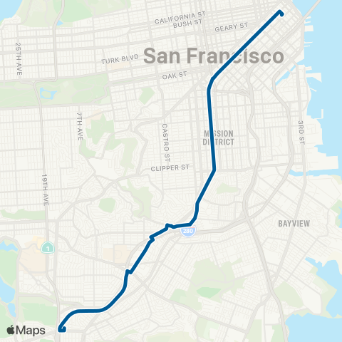 Muni BART Early Bird map