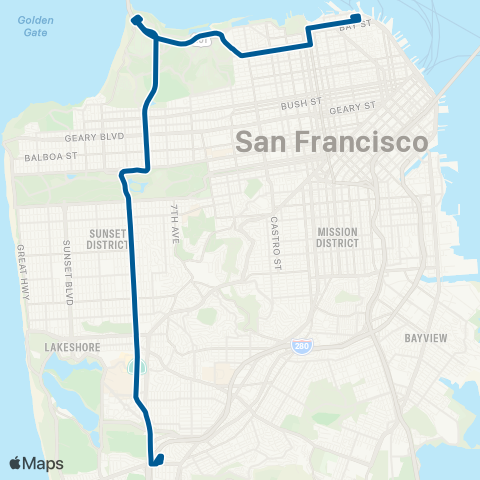 Muni 19th Avenue map