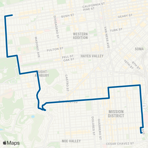 Muni Ashbury - 18th St map
