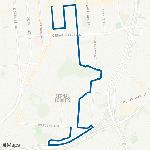 Muni Bernal Heights map