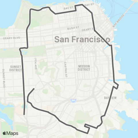 Muni 3rd - 19th Ave Owl map