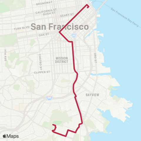 Muni San Bruno Rapid map