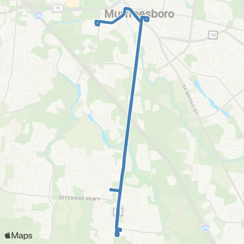 Murfreesboro Transit South Church map