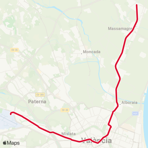 Metrovalencia Aeroport ↔ Rafelbunyol map