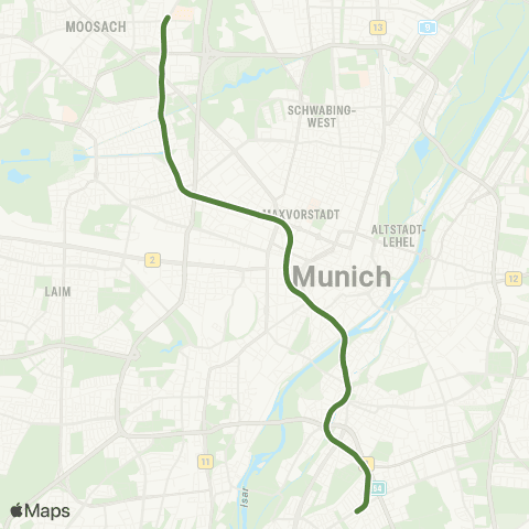 MVG Olympia-Einkaufszentrum - Hauptbahnhof - Sendlinger Tor - Mangfallplatz map