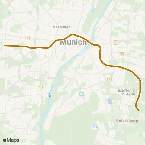 MVG Laimer Platz - Hauptbahnhof - Odeonsplatz - Innsbrucker Ring - Neuperlach Süd map