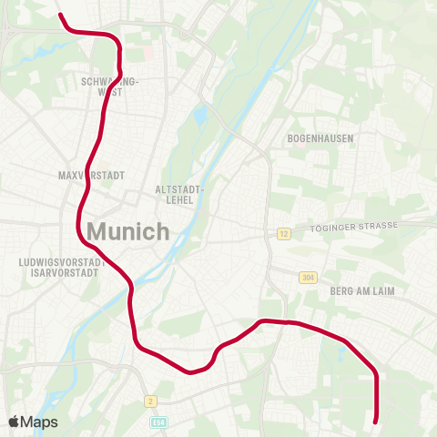 MVG Olympiazentrum - Scheidplatz - Hauptbahnhof - Sendlinger Tor - Innsbrucker Ring - Neuperlach Zentrum map