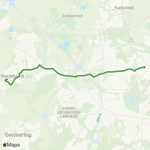 MVG Puchheim Bf. Süd - Lochhausen Bf. - Untermenzing Bf. - Moosach Bf. map