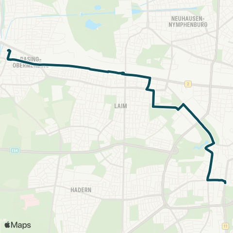 MVG Pasing Bf. - Laim Bf. - Westendstraße - Heimeranpl. Süd - Am Harras map