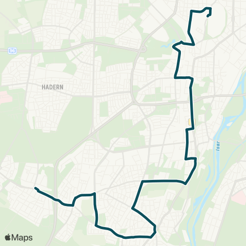 MVG Theresienhöhe - Schwanthalerhöhe - Harras - Obersendling - Solln Bf. - Fürstenried West map