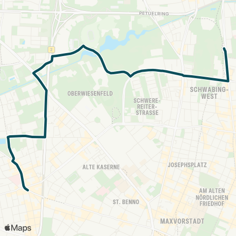 MVG Scheidplatz - Olympiaberg - Rotkreuzplatz map