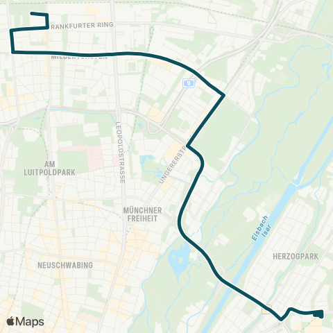 MVG Bremer Str. - Frankfurter Ring - Alte Heide - Nordfriedhof - Arabellapark map
