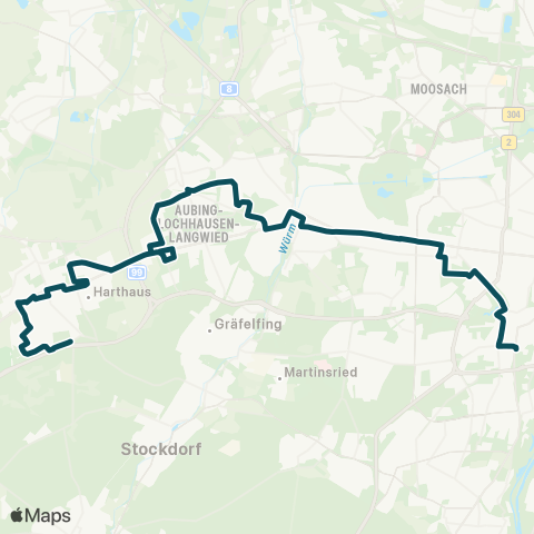 MVG Germering, Neue Gautinger Str. - Germering-Upf. - Freiham Bf. - Pasing Bf. Laim Bf. - Am Harras map