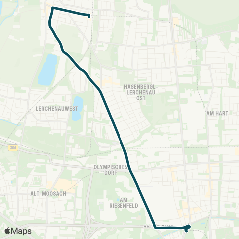 MVG Feldmoching - Robinienstr. - Olympiazentrum - Petuelring map