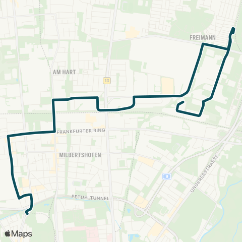 MVG Freimanner Hölzl - Kieferngarten - Frankfurter Ring - Petuelring map