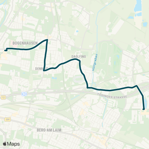 MVG Arabellapark - Daglfing Bf. - Messestadt West map