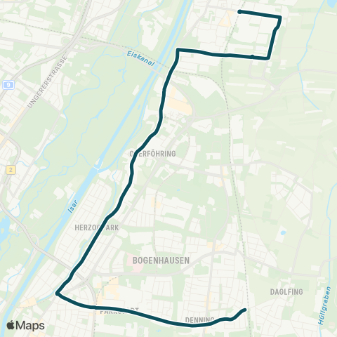 MVG Unterföhring Bf. - St. Emmeram - Richard-Strauss-Str. - Daglfing Bf. map