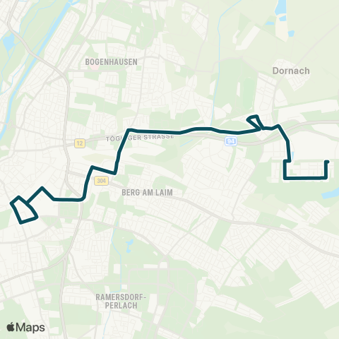 MVG Ostbahnhof Friedenstr. - Berg am Laim Bf. - Riem Bf. - Messestadt Ost map