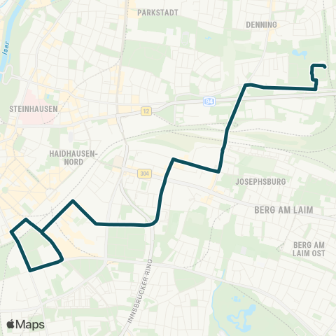 MVG Ostbahnhof Friedenstr. - Berg am Laim Bf. - Zamilapark map