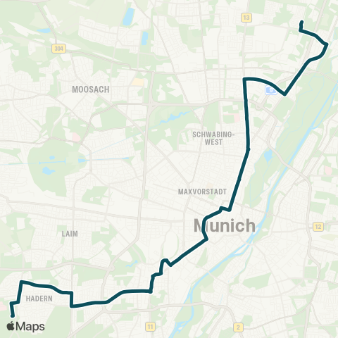 MVG Kieferngarten - Karlsplatz - Klinikum Großhadern map