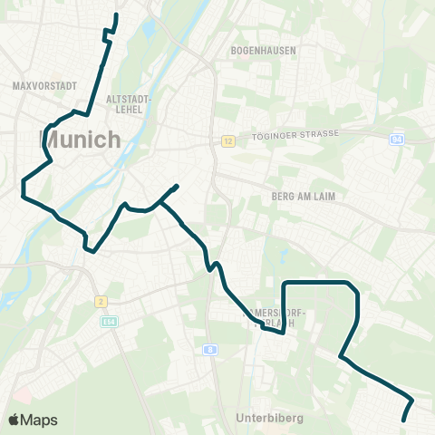MVG Münchner Freiheit - Karlsplatz - Ostbahnhof - Waldperlach map