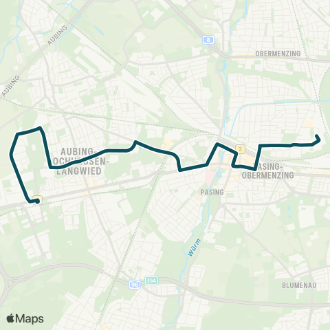 MVG Freiham Bf. - Pasing Bf. - Berduxstraße map