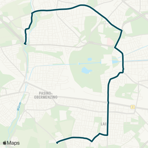 MVG Blutenburg - Romanplatz - Laim Bf. - Laimer Platz - Blumenau map