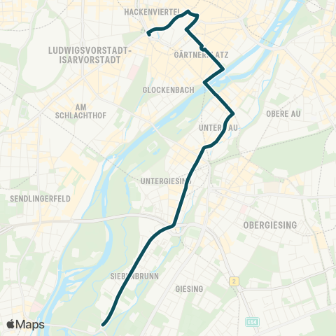 MVG Sendlinger Tor - Kolumbuspl. (Nord) - Candipl. - Tierpark (Alemannenstr.) map