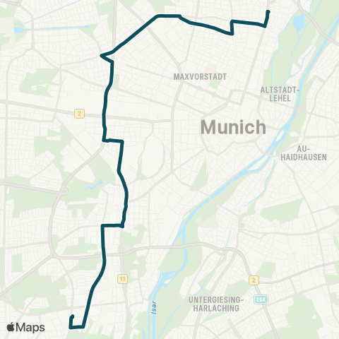 MVG Münchner Freiheit - Nordbad - Rotkreuzpl. - Schwanthalerhöhe - Harras - Aidenbachstr. map
