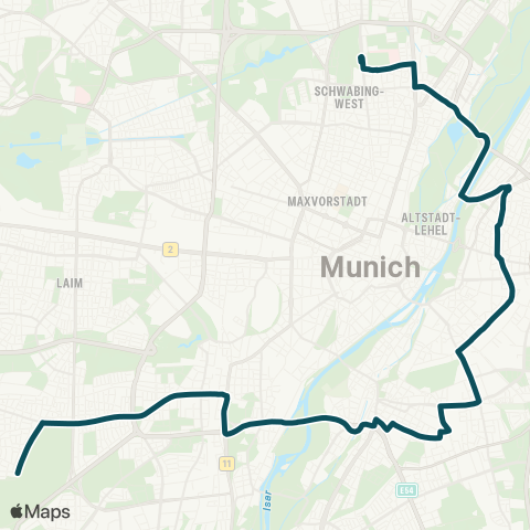 MVG Münchner Freiheit - Herkomerpl. - Ostbahnhof - Giesing - Harras - Lorettopl. map