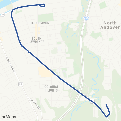 Meva Transit Woodridge via Colonial Hts N Andover Mall map