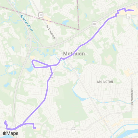 Meva Transit 25 Methuen Crosstown Merrimack Plaza / Dana Farber map