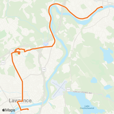 Meva Transit Lawrence - Haverhill via Loop / Pleasant Val St. map