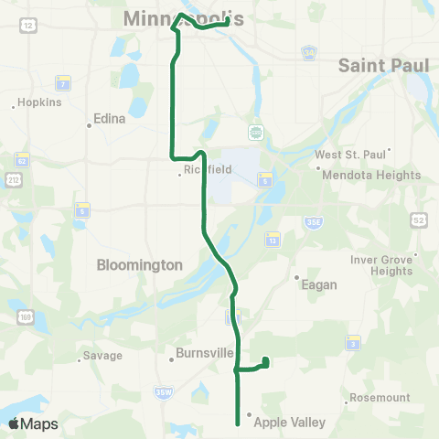 MVTA Apple Valley-Cedar Grove-Mpls-Umn map