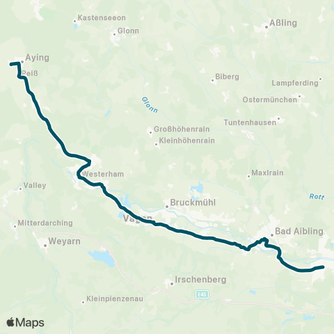 Die Münchner VerkehrsVerbund  Bad Aibling - Götting - Bruckmühl - Feldkirchen - Aying map