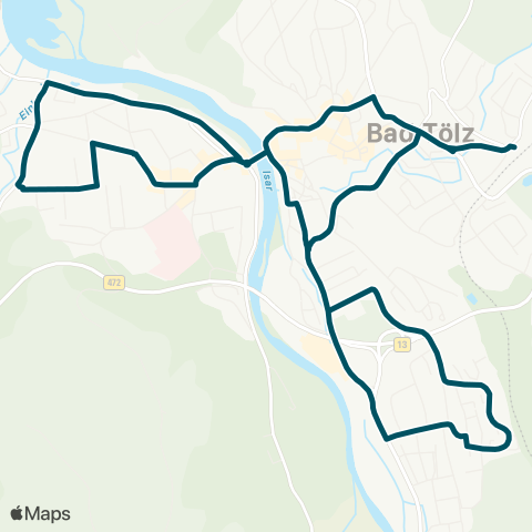 Die Münchner VerkehrsVerbund  Bad Tölz - ZOB Isarkai - Max-Höfler-Platz - Kurhaus - ZOB Isarkai - Stadtwerke - Bad Tölz map