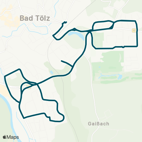 Die Münchner VerkehrsVerbund  Bad Tölz - Behördenzentrum - Karwendelsiedlung - ZOB Isarkai - Karwendelsiedlung - Behördenzentrum - Bad Tölz map