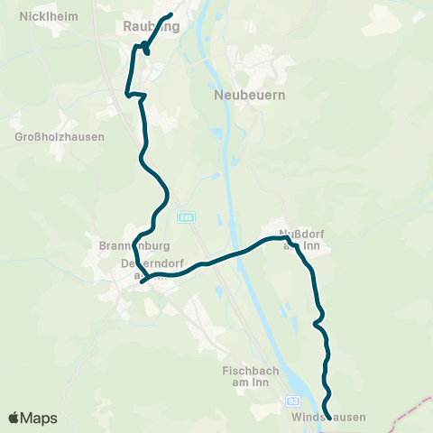 Die Münchner VerkehrsVerbund  Windshausen - Nußdorf - Brannenburg - Raubling map