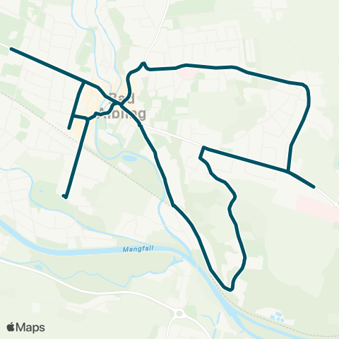 Die Münchner VerkehrsVerbund  Moor-Express Bad Aibling Therme - Bahnhof - Kurpark Bf - Harthausen - Bahnhof - Therme map