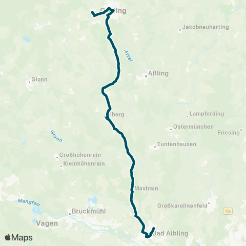 Die Münchner VerkehrsVerbund  Bad Aibling - Maxlrain - Hohenthann - Grafing Bahnhof map