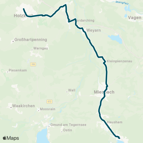 Die Münchner VerkehrsVerbund  Holzkirchen - Darching - Weyarn - Miesbach - Schliersee map