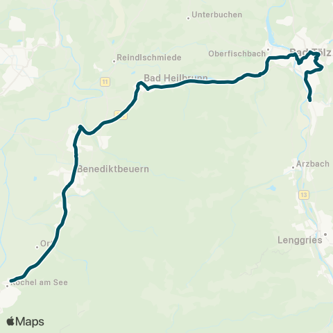 Die Münchner VerkehrsVerbund  Bad Tölz - Bad Heilbrunn - Benediktbeuern - Kochel map