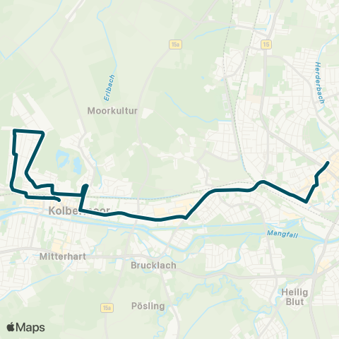 Die Münchner VerkehrsVerbund  Rosenheim, Stadtmitte - Rosenheim - Kolbermoor - Kolbermoor, Siedlerpl. Kolbermoor, Siedlerpl. - Kolbermoor - Rosenheim - Rosenheim, Stadtmitte map