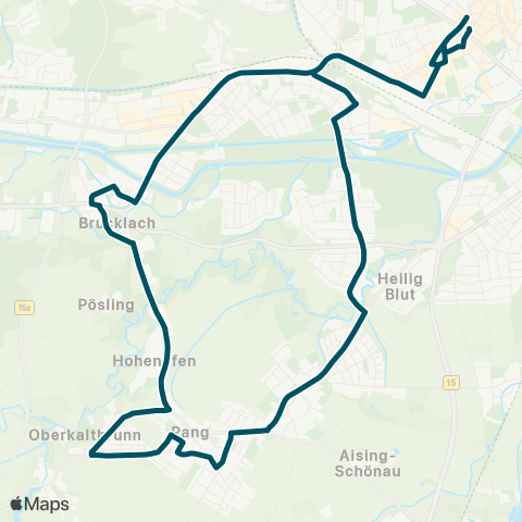Die Münchner VerkehrsVerbund  Stadtmitte - Rosenheim - Schwaig - Pang - Aising - Aisingerwies - Rosenheim - Stadtmitte map