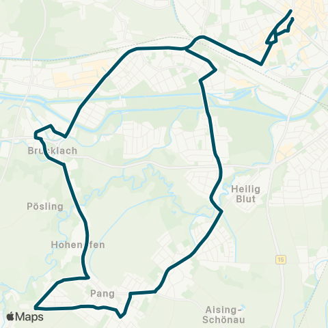 Die Münchner VerkehrsVerbund  Stadtmitte - Rosenheim - Schwaig - Pang - Aisingerwies - Rosenheim - Stadtmitte map