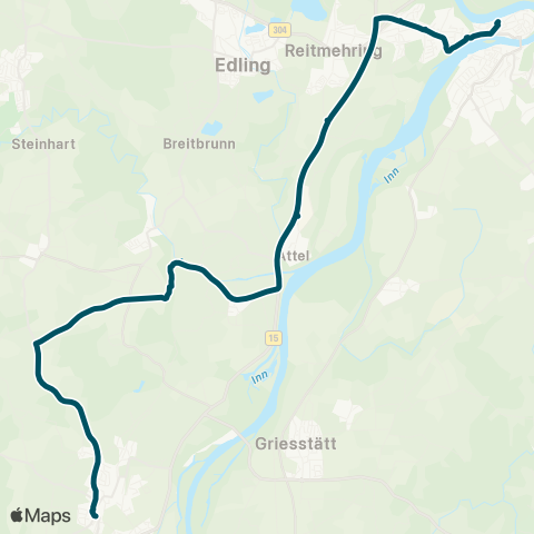 Die Münchner VerkehrsVerbund  Rosenheim - Pfaffenhofen - Rott a. Inn - Attel - Wasserburg Bf (Reitmehring) - Wasserburg Stadt map