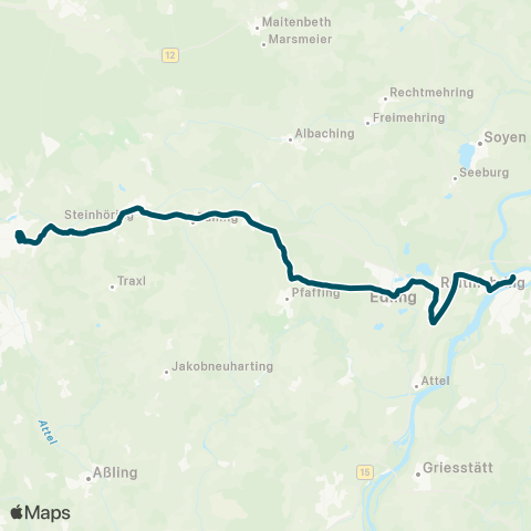 Die Münchner VerkehrsVerbund  Wasserburg Stadt - Wasserburg Bf (Reitmehring) - Ebersberg - Grafing Bahnhof map